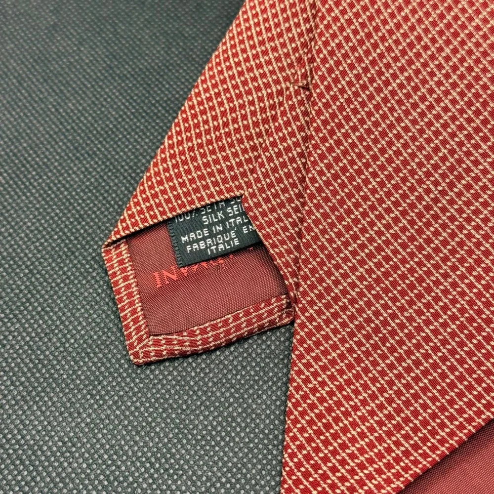 Vintage Giorgio Armani Red Micro Diamond Silk Tie 4